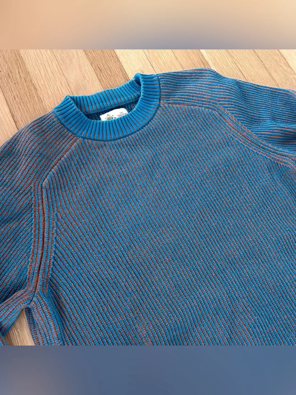 Vintage 90s Territory Ahead Chunky Ribbed Knit Sweater Mens L Blue Orange